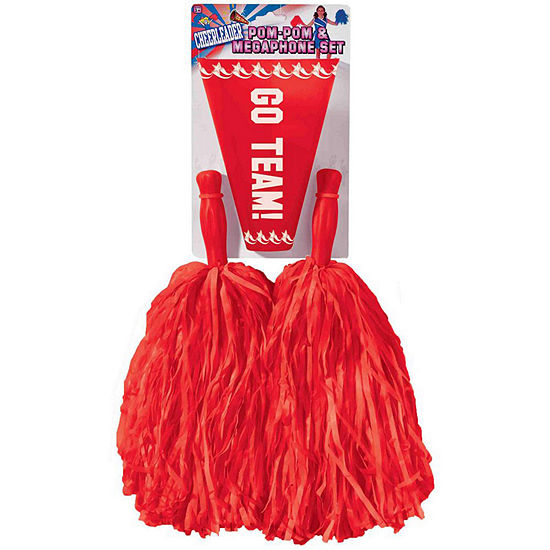 Shop By Color - Red: Red Pom-Pom Megaphone Set Womens Accessory