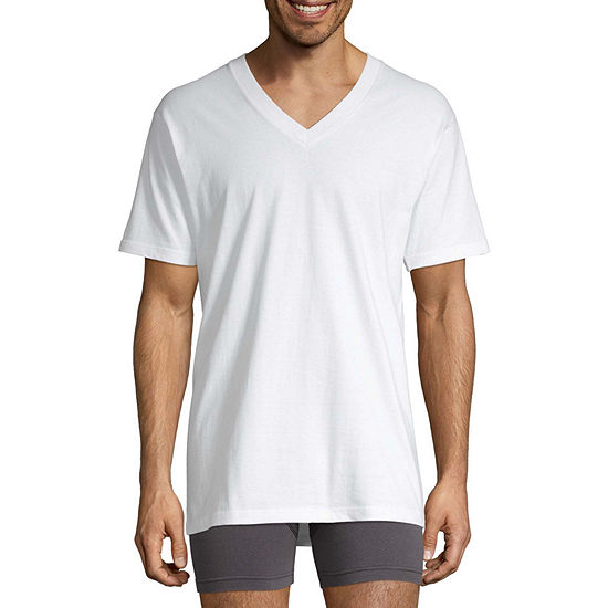 Stafford® 4-pk. Heavyweight V-Neck Cotton T-Shirts - Big & Tall, Color: White - JCPenney