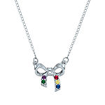 Personalized Simulated Birthstone Bow Pendant Necklace