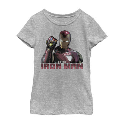 Avengers Endgame I Am Iron Man Movie Quote Portrait Little Big Girls Slim Crew Neck Iron Man Short Sleeve Graphic T Shirt Color Athletic Heather Jcpenney