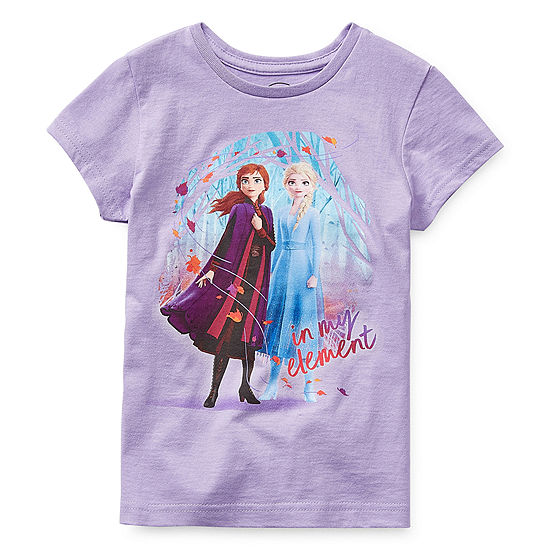 Disney Collection Little & Big Girls Crew Neck Frozen Short Sleeve Graphic T-Shirt