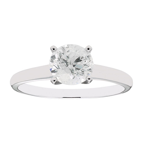 1 Ct Certified Genuine Diamond Solitaire 14k White Gold Ring