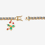 Sparkle Allure Candy Cane Charm Diamond Accent 14K Gold Over Brass 7.25 Inch Link Tennis Bracelet