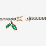 Sparkle Allure Mistletoe Charm Diamond Accent 14K Gold Over Brass 7.25 Inch Link Tennis Bracelet