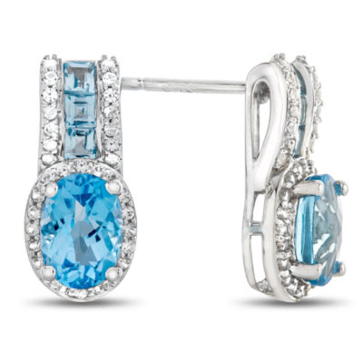 Genuine Blue Topaz Sterling Silver Drop Earrings