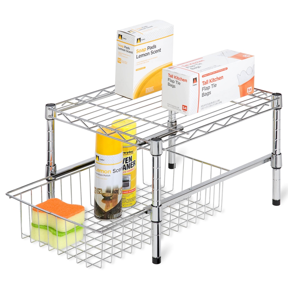 HONEY CAN DO Honey Can Do Adjustable Shelf + Under Cabinet Organizer, Chrome