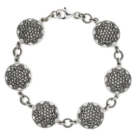 PavÃ© Marcasite Floral Sterling Silver Bracelet | Abado
