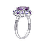 Genuine Amethyst and Tanzanite Sterling Silver Ring