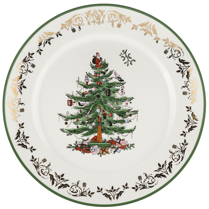 Spode Christmas Tree Gold Collection Round Porcelain Serving Platter