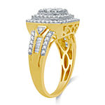 Womens 1 CT. T.W. Genuine White Diamond 14K Gold Over Silver Cocktail Ring