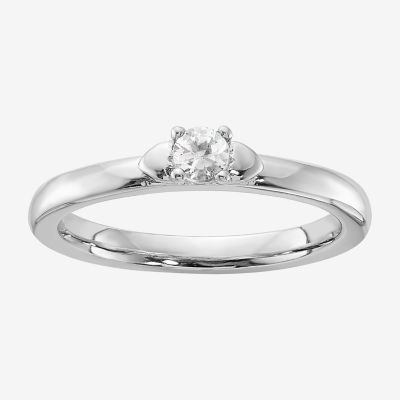 Womens Lab Created White Sapphire Sterling Silver Stackable Ring