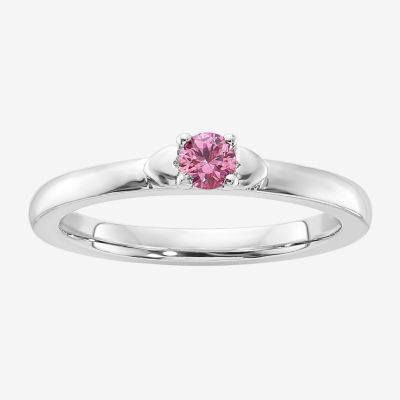 Womens Lab Created Pink Sapphire Sterling Silver Stackable Ring
