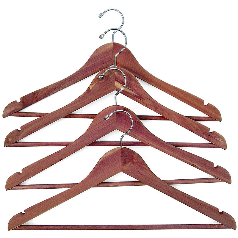 Household Essentials Cedar Hanger With Fixed Bar - 4 Pack, Brown