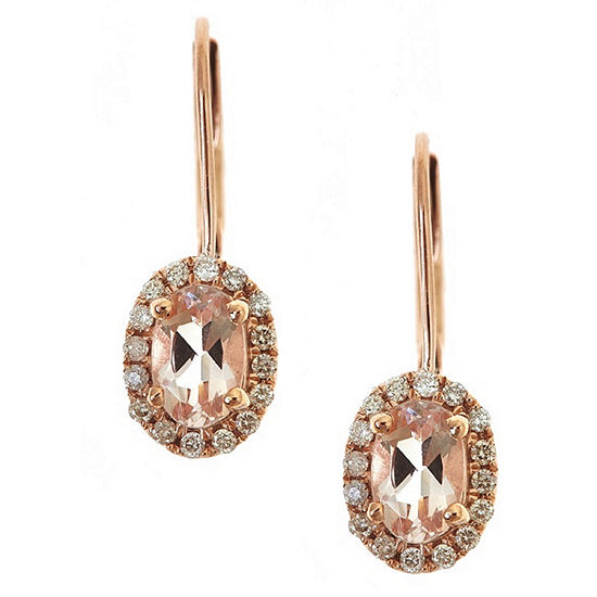 LIMITED QUANTITIES! 1/6 CT. T.W. Pink Morganite 14K Gold Drop Earrings