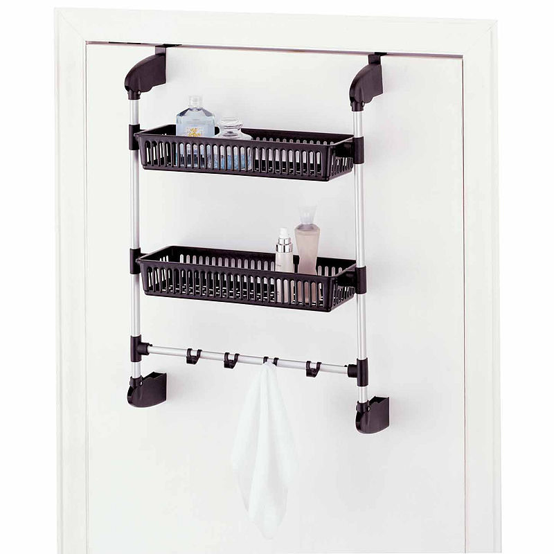 Neu Home Over-The-Door 2-Basket Unit With Hook, Silver
