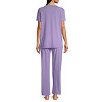Lissome Womens Short Sleeve 2-pc. Pant Pajama Set
