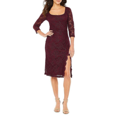 premier amour short sleeve lace sheath dress