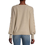 Almost Famous-Juniors Womens Round Neck Long Sleeve Pullover Sweater