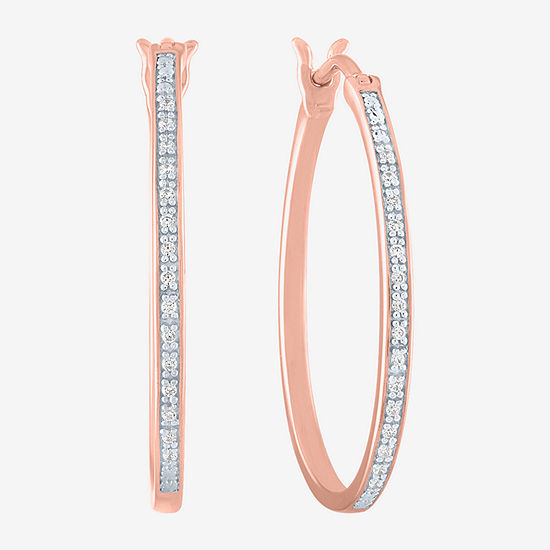 Limited Time Special! 1/10 CT. T.W. Genuine Diamond 14K Rose Gold Over Silver Sterling Silver 25mm Hoop Earrings