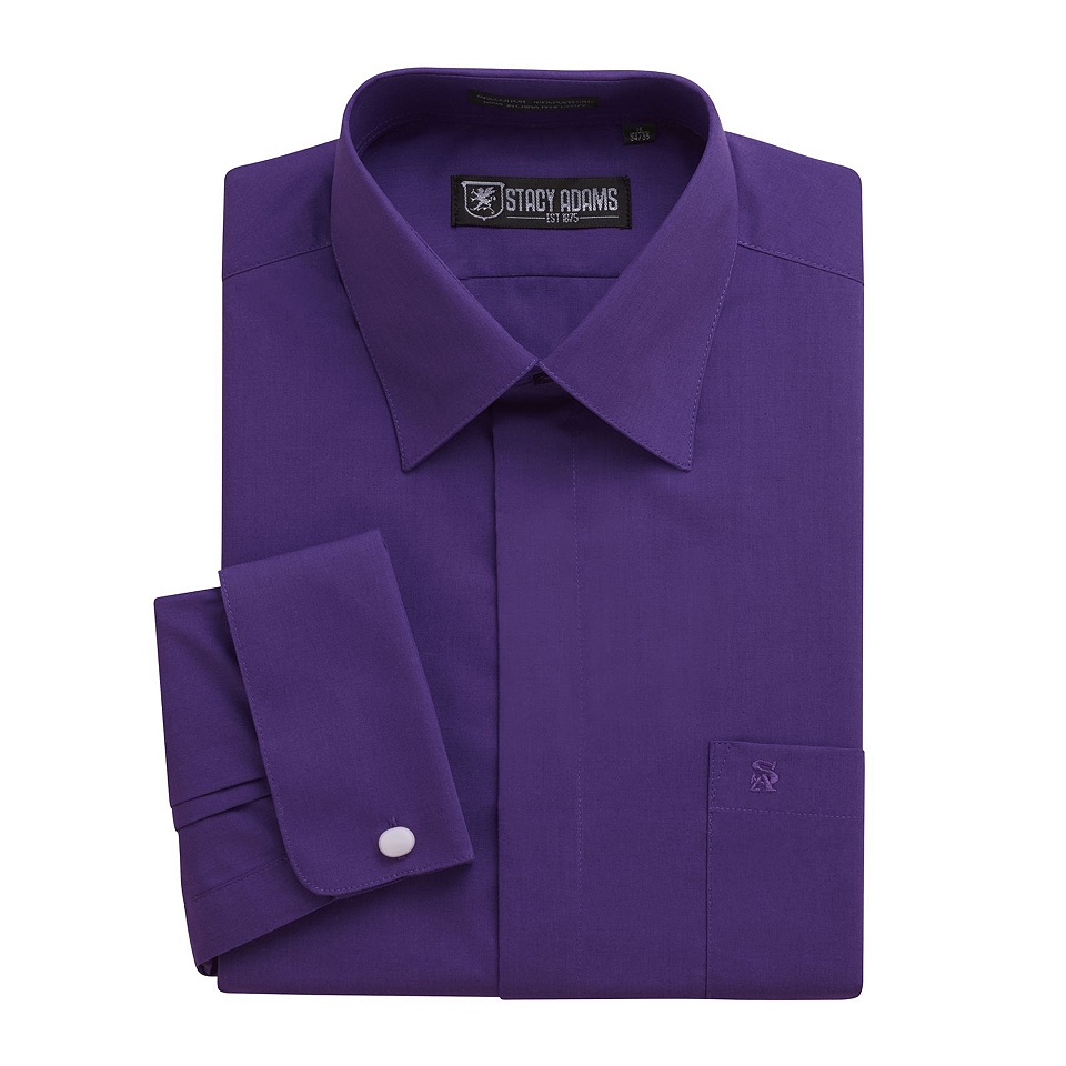 Stacy Adams French Cuff Dress Shirt, Purple, Mens