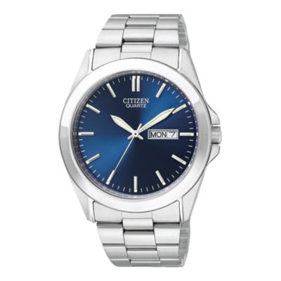 citizen men's blue dial stainless steel bracelet watch