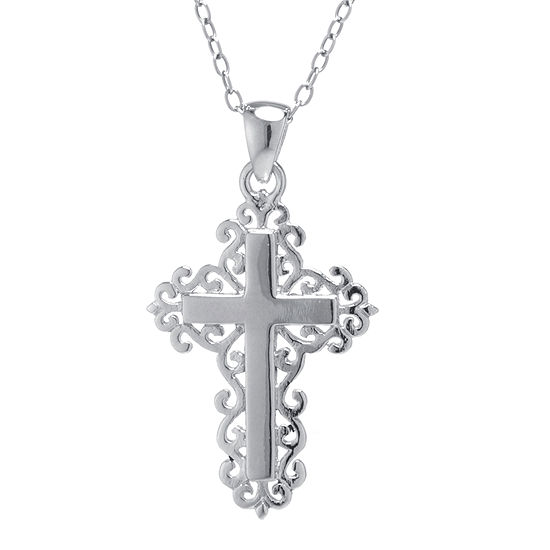 Sterling Silver Filigree Cross Pendant Necklace - JCPenney