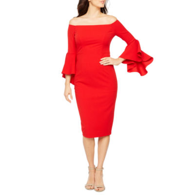 premier amour long sleeve off the shoulder jumpsuit