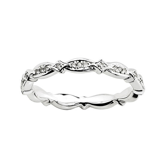Personally Stackable 1/8 CT. T.W. Diamond Sterling Silver Fancy Eternity Ring