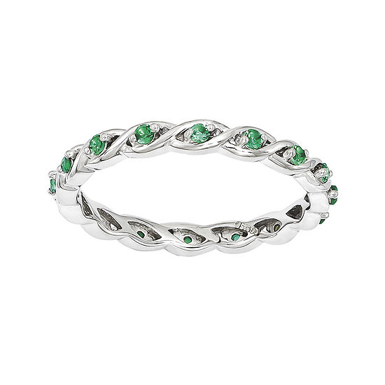 Personally Stackable Lab-Created Emerald Twisted Eternity Ring