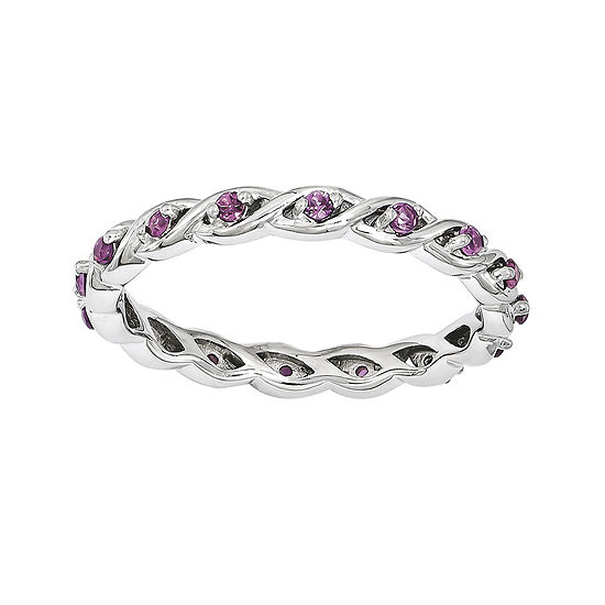 Personally Stackable Genuine Rhodolite Twisted Eternity Ring