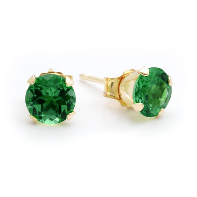 Lab-Created 6mm Emerald 10K Yellow Gold Stud Earrings