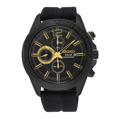 Seiko® Recraft Mens Black Rubber Strap Solar Chronograph Watch SSC385 ...