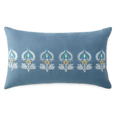 Jcpenney Home Belcourt Oblong Decorative Pillow Color Blue