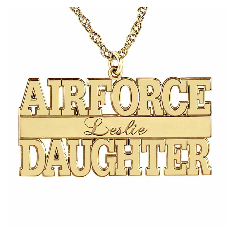 Personalized Airforce Daugther Name Pendant Necklace, Yellow