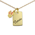 Disney Personalized Girls 14K Yellow Gold over Sterling Silver Minnie Mouse Charm Dog Tag Necklace