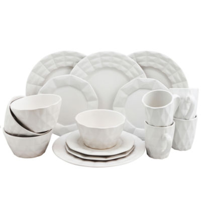 Elama Retro Chic 16pc. Glazed Dinnerware Set, Color White JCPenney