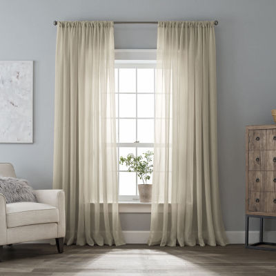 Home Expressions Crushed Voile Sheer, Double Rod Pocket Sheer Curtains
