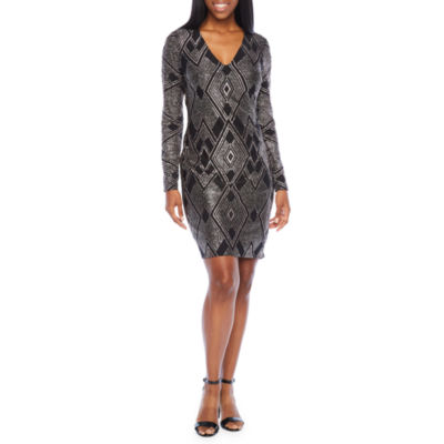 blu sage long sleeve sequin lace sheath dress