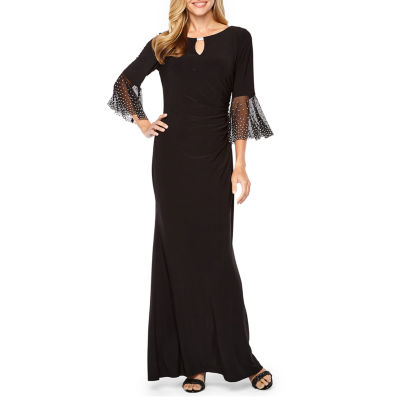 jackie jon short sleeve embellished evening gown