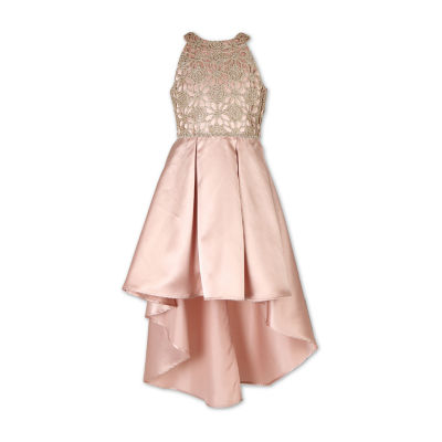 high low rose gold dress