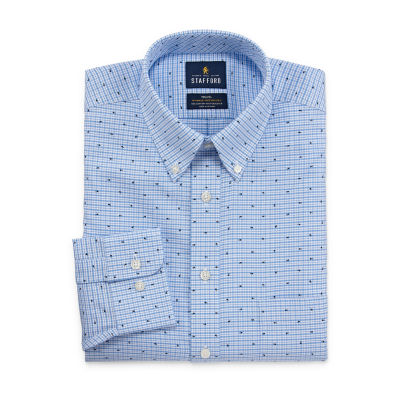 Stafford Mens Wrinkle Free Oxford Button Down Collar Fitted Dress Shirt JCPenney