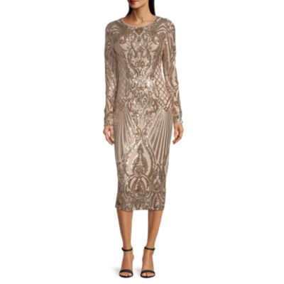 long sleeve midi sheath dress