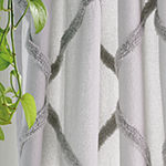 CHF Chenille Lattice Embroidered Light-Filtering Rod Pocket Back Tab Curtain Panel