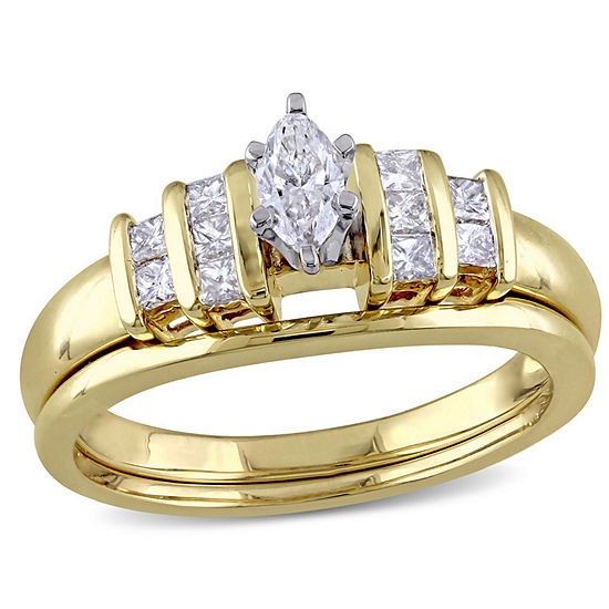 Womens 1/2 CT. T.W. Genuine White Diamond 14K Gold Diamond Bridal Set