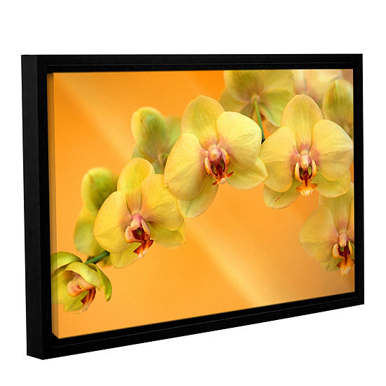 Brushstone Yellow Phalaenopsis Gallery Wrapped Floater-Framed Canvas Wall Art