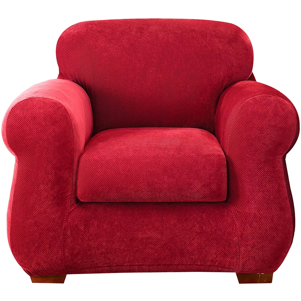 Sure Fit Stretch Piqué 2 pc. Chair Slipcover, Garnet (Red)
