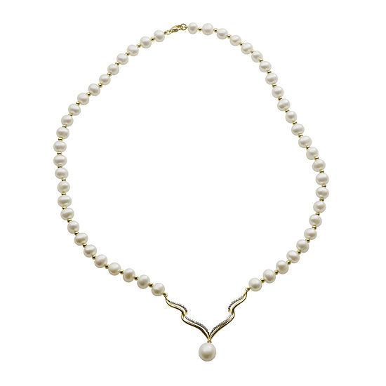 Cultured Freshwater Pearl Diamond-Accent Necklace