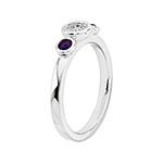 Personally Stackable Double Amethyst & Diamond-Accent Ring