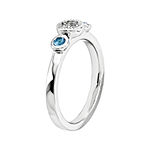 Personally Stackable Double Blue Topaz & Diamond-Accent Ring