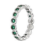 Personally Stackable Lab-Created Emerald Sterling Silver Eternity Ring